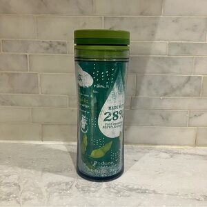 Starbucks green water / recycled hot / cold coffee tumbler with lid.  EUC!